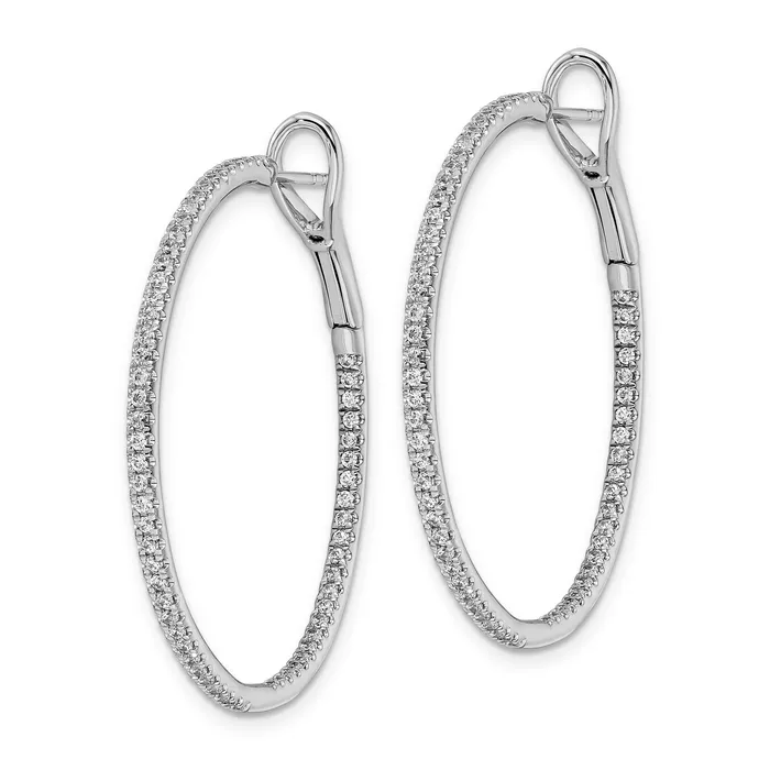 Earrings Goldia 14k White Gold 1 Ct Lab Grown Diamond VSSI G In and Out Hoop Earrings