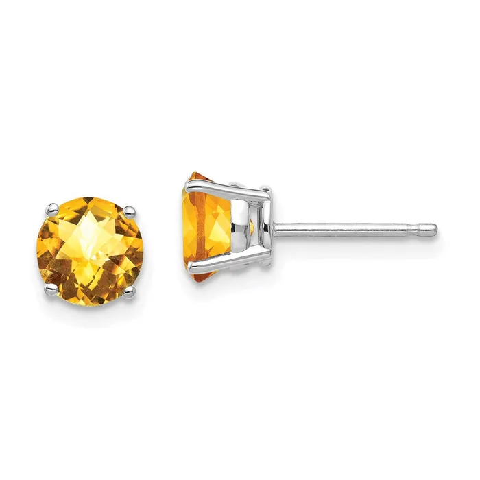Earrings Goldia 14k White Gold 6mm Citrine Checker Earrings