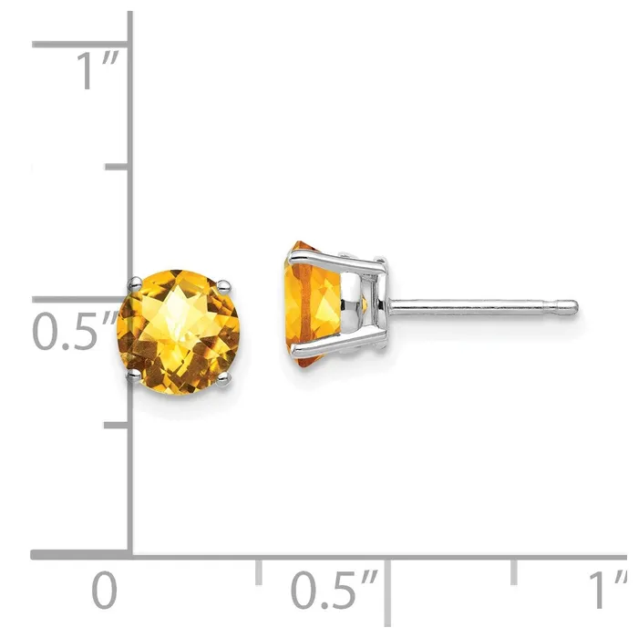 Earrings Goldia 14k White Gold 6mm Citrine Checker Earrings