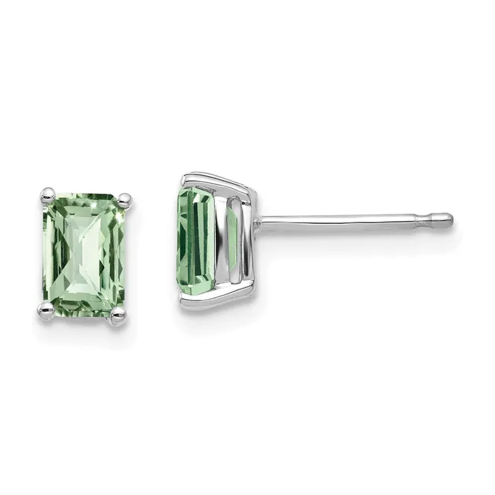 Earrings Goldia 14k White Gold 6x4mm Octagon CheckerCut Green Quartz Earrings Earrings Goldia 14k White Gold 6x4mm Octagon CheckerCut Green Quartz Earrings