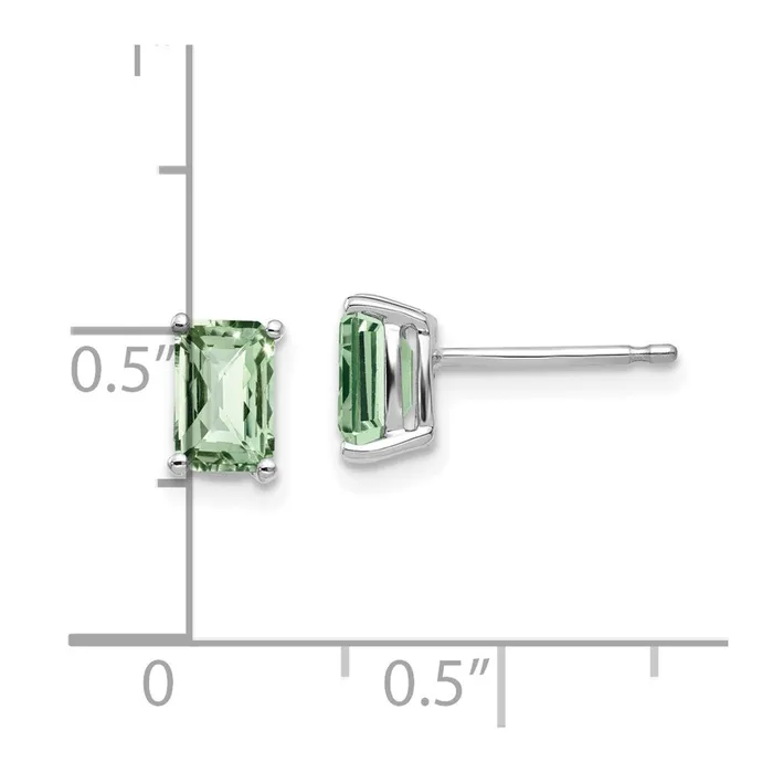 Earrings Goldia 14k White Gold 6x4mm Octagon CheckerCut Green Quartz Earrings