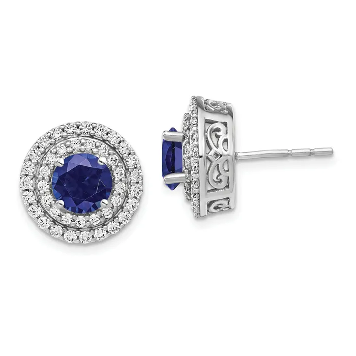 Earrings Goldia 14K White Gold Lab Grown VSSI FGH Diamond Created Blue Sapphire Earrings Earrings Goldia 14K White Gold Lab Grown VSSI FGH Diamond Created Blue Sapphire Earrings