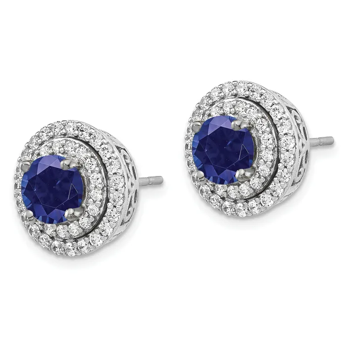 Earrings Goldia 14K White Gold Lab Grown VSSI FGH Diamond Created Blue Sapphire Earrings