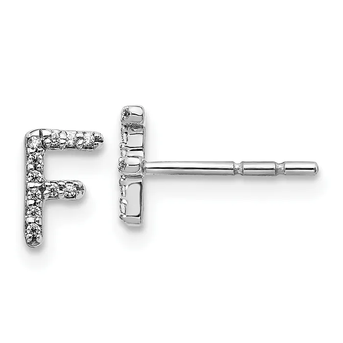 Earrings Goldia 14K White Gold Lab Grown VSSI G Diamond Letter F Initial Post Earrings Earrings Goldia 14K White Gold Lab Grown VSSI G Diamond Letter F Initial Post Earrings