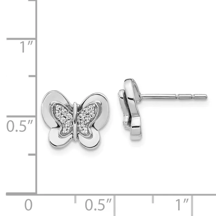 Earrings Goldia 14k White Gold Real Diamond Butterfly Earrings