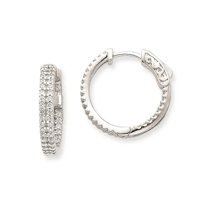 Earrings Goldia 14k White Gold WG Diamond Round Hoop wSafety Clasp Earrings Earrings Goldia 14k White Gold WG Diamond Round Hoop wSafety Clasp Earrings