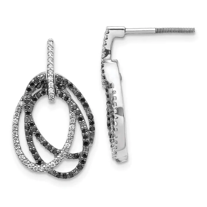 Earrings Goldia 14k White Gold White and Black Real Diamond Ovals Dangle Post Earrings Earrings Goldia 14k White Gold White and Black Real Diamond Ovals Dangle Post Earrings