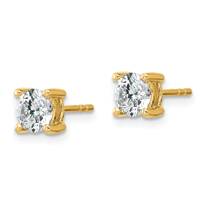 Earrings Goldia 14k Yellow Gold 1 ctw Certified Lab Grown Diamond VSSI G Round 4 Prong Heavy Wt Stud Earrings