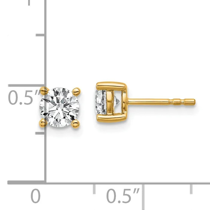 Earrings Goldia 14k Yellow Gold 1 ctw Certified Lab Grown Diamond VSSI G Round 4 Prong Heavy Wt Stud Earrings