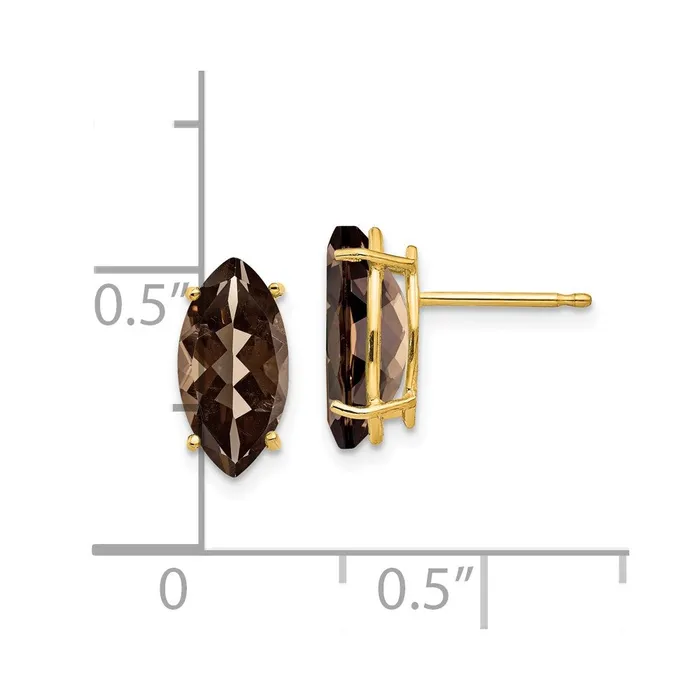 Earrings Goldia 14k Yellow Gold 10x5 Marquise Smok Yellow Gold Quartz Earring