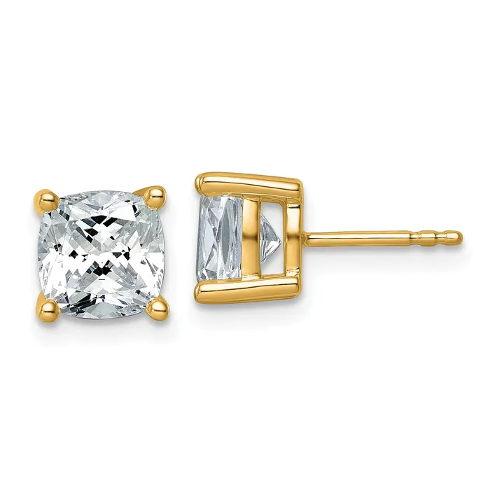 Earrings Goldia 14k Yellow Gold 4 ctw Certified Lab Grown Diamond VSSI G Cushion 4 Prong Heavy Wt Stud Earrings Earrings Goldia 14k Yellow Gold 4 ctw Certified Lab Grown Diamond VSSI G Cushion 4 Prong Heavy Wt Stud Earrings