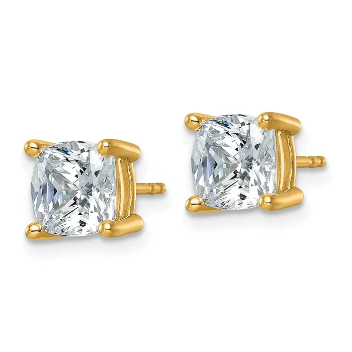 Earrings Goldia 14k Yellow Gold 4 ctw Certified Lab Grown Diamond VSSI G Cushion 4 Prong Heavy Wt Stud Earrings