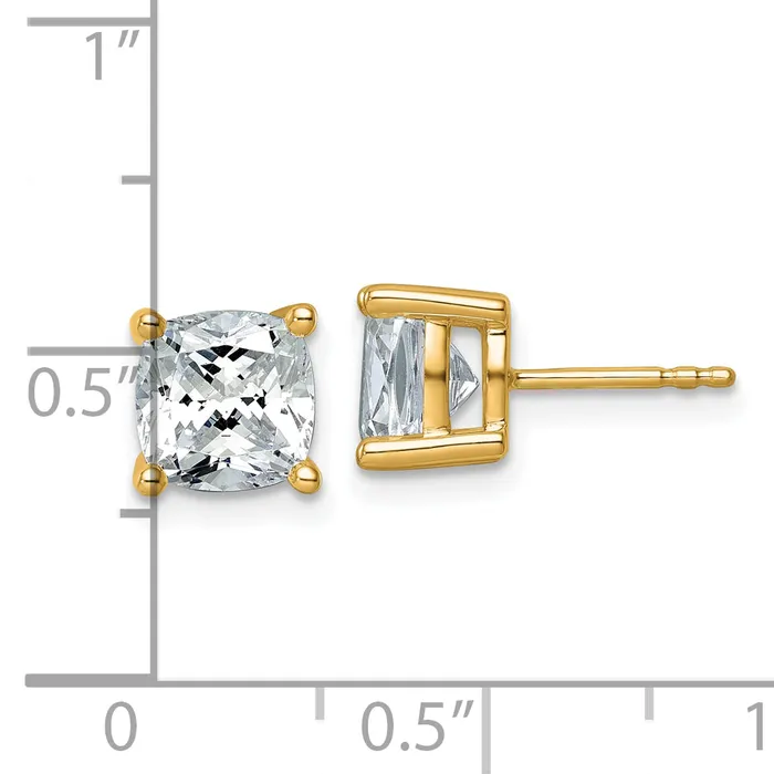 Earrings Goldia 14k Yellow Gold 4 ctw Certified Lab Grown Diamond VSSI G Cushion 4 Prong Heavy Wt Stud Earrings