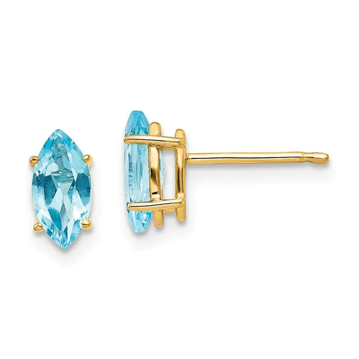 Earrings Goldia 14k Yellow Gold Blue Topaz Marquise Stud Earring