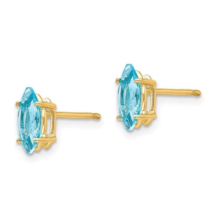 Earrings Goldia 14k Yellow Gold Blue Topaz Marquise Stud Earring