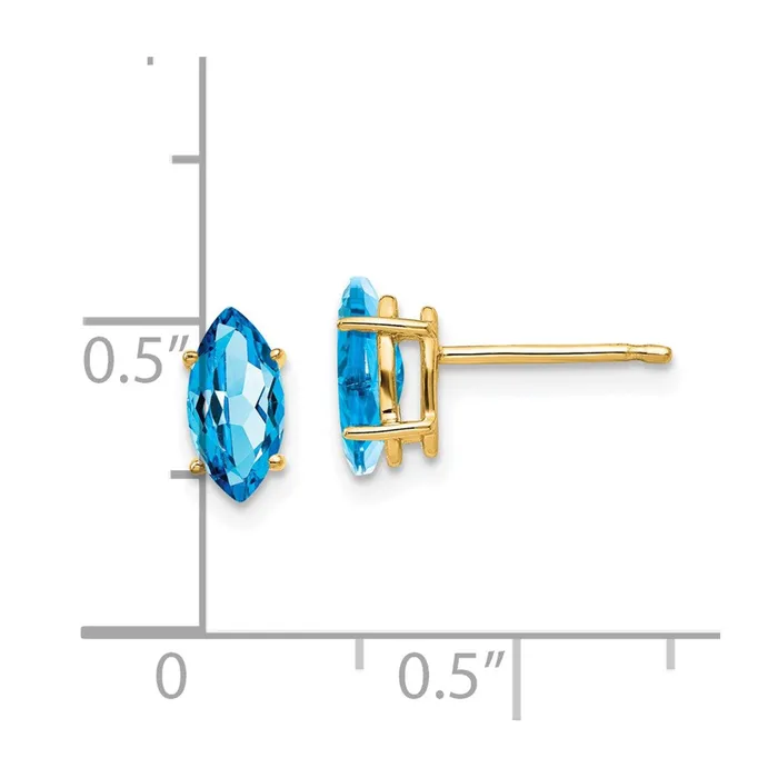 Earrings Goldia 14k Yellow Gold Blue Topaz Marquise Stud Earring