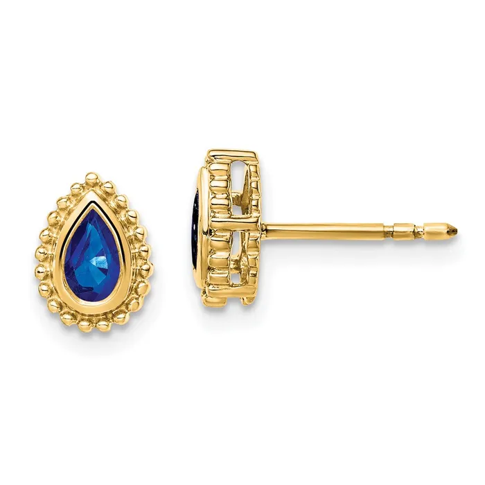 Earrings Goldia 14k Yellow Gold Pear Sapphire Post Earrings