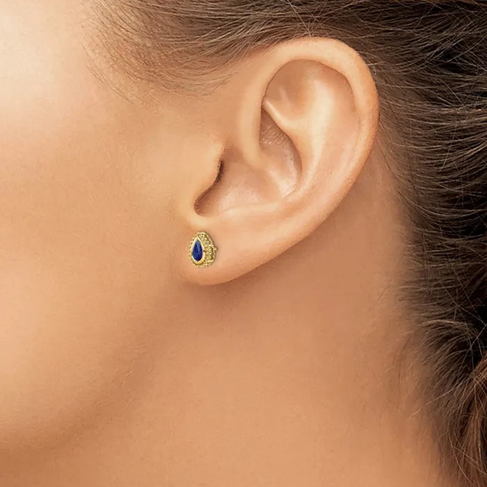 Earrings Goldia 14k Yellow Gold Pear Sapphire Post Earrings