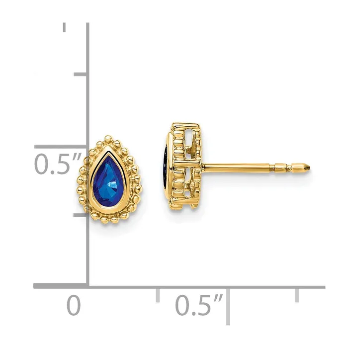 Earrings Goldia 14k Yellow Gold Pear Sapphire Post Earrings