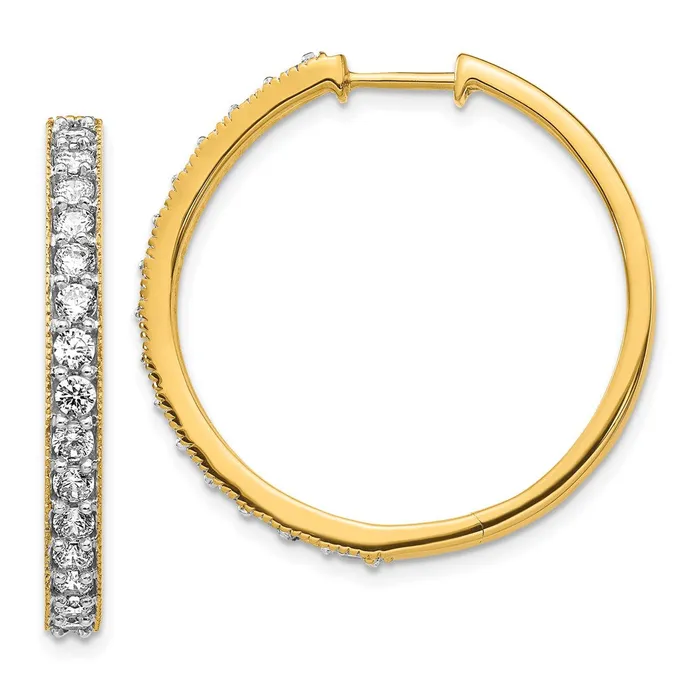 Earrings Goldia 14k Yellow Gold Real Diamond Milgrain Hoop Earrings