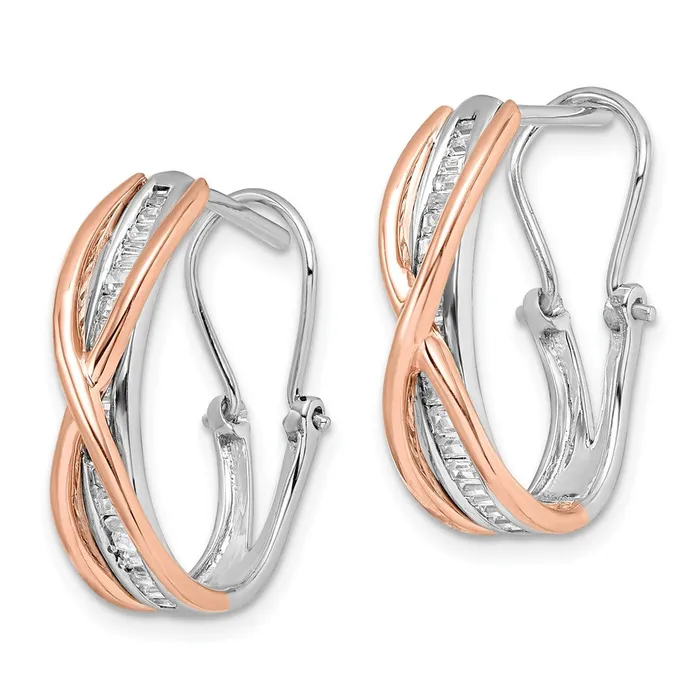 Earrings Goldia 14k Yellow Gold Rose and White Gold Real Diamond Fancy Earrings