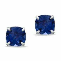Earrings Goldia 80mm CushionCut LabCreated Blue Sapphire Stud Earrings in Sterling Silver Earrings Goldia 80mm CushionCut LabCreated Blue Sapphire Stud Earrings in Sterling Silver
