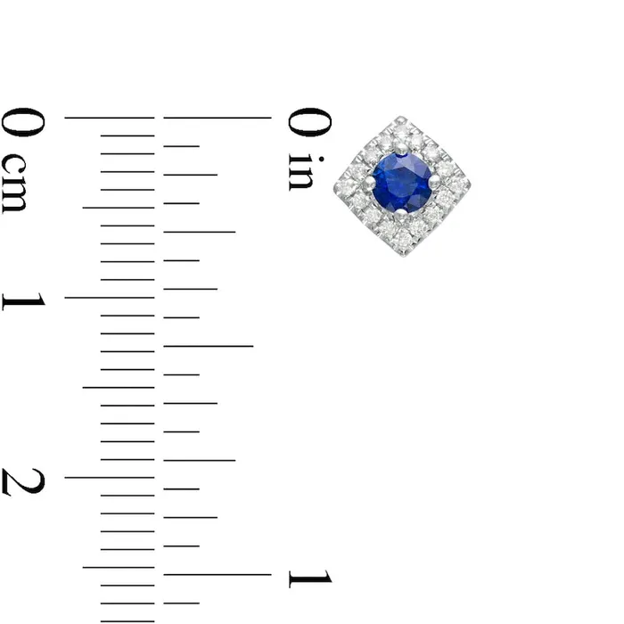 Earrings Goldia Blue Sapphire and 007 CT TW Diamond Square Frame Stud Earrings in 10K White Gold Earrings Goldia Blue Sapphire and 007 CT TW Diamond Square Frame Stud Earrings in 10K White Gold