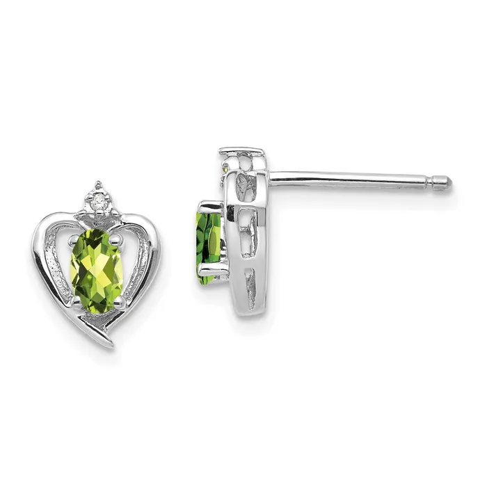 Earrings goldiaca 14k White Gold Peridot Diamond Earring