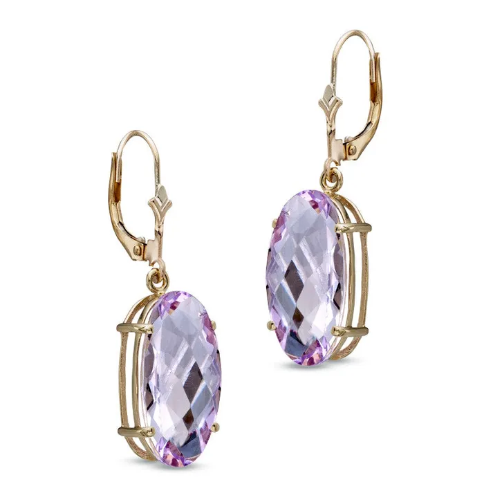 Earrings Goldia Oval Rose de France Amethyst Drop Earrings in 10K Gold