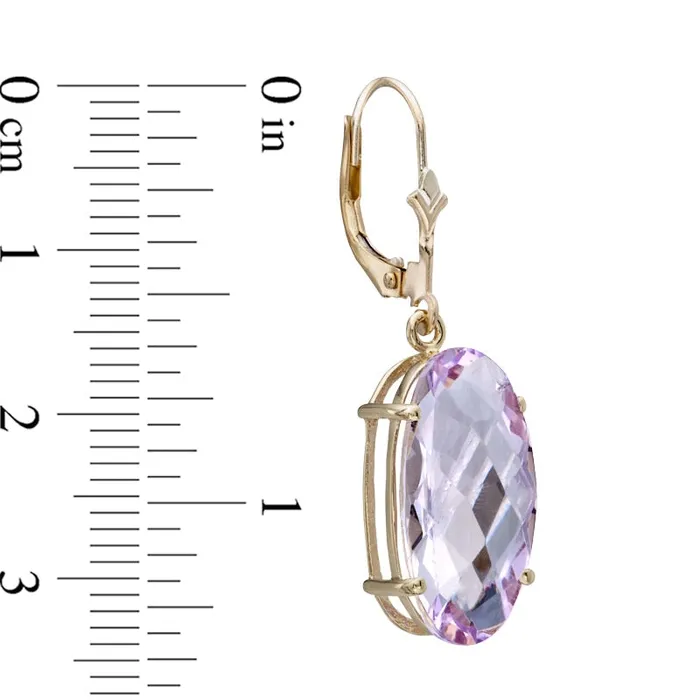 Earrings Goldia Oval Rose de France Amethyst Drop Earrings in 10K Gold Earrings Goldia Oval Rose de France Amethyst Drop Earrings in 10K Gold