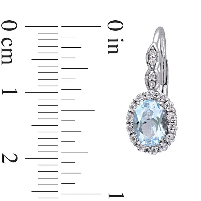 Earrings Goldia Oval Sky Blue and White Topaz and Diamond Accent Frame Drop Earrings in 14K White Gold Earrings Goldia Oval Sky Blue and White Topaz and Diamond Accent Frame Drop Earrings in 14K White Gold