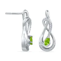 Earrings Goldia PearShaped Peridot and 01 CT TW Diamond Drop Earrings in Sterling Silver Earrings Goldia PearShaped Peridot and 01 CT TW Diamond Drop Earrings in Sterling Silver
