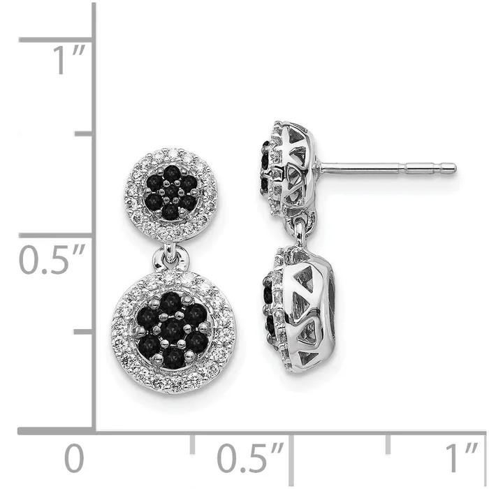 Earrings Goldia Solid 14k White Gold BlacKWhite Simulated CZ Cluster Dangle Earrings