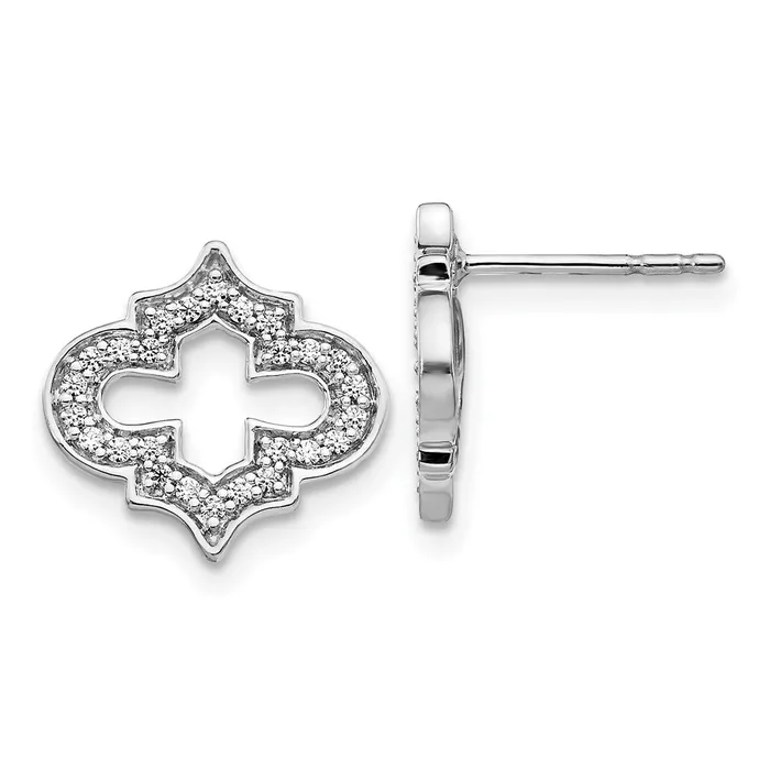 Earrings Goldia Solid 14k White Gold Simulated CZ Fancy Post Earrings