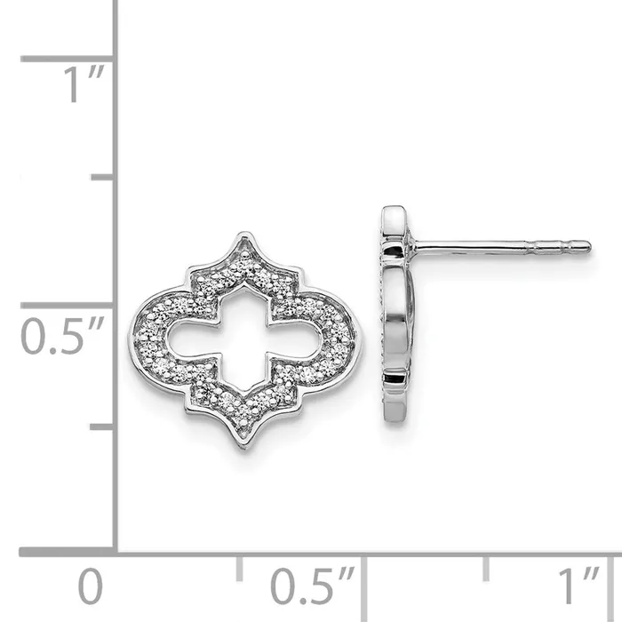 Earrings Goldia Solid 14k White Gold Simulated CZ Fancy Post Earrings