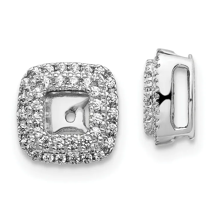 Earrings Goldia Solid 14k White Gold Simulated CZ Square Earring JacKets