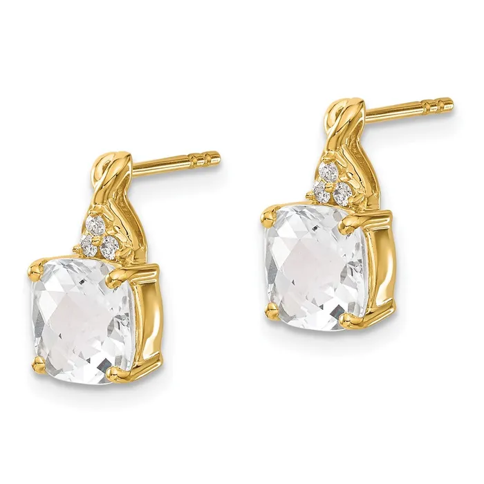 Earrings Goldia Solid 14k Yellow Gold ChecKerboard Simulated White Topaz and CZ Earrings Earrings Goldia Solid 14k Yellow Gold ChecKerboard Simulated White Topaz and CZ Earrings
