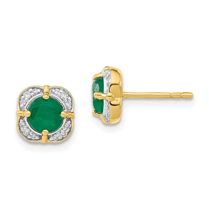 Earrings Goldia Solid 14k Yellow Gold Simulated CZ and Emerald Fancy Earrings Earrings Goldia Solid 14k Yellow Gold Simulated CZ and Emerald Fancy Earrings