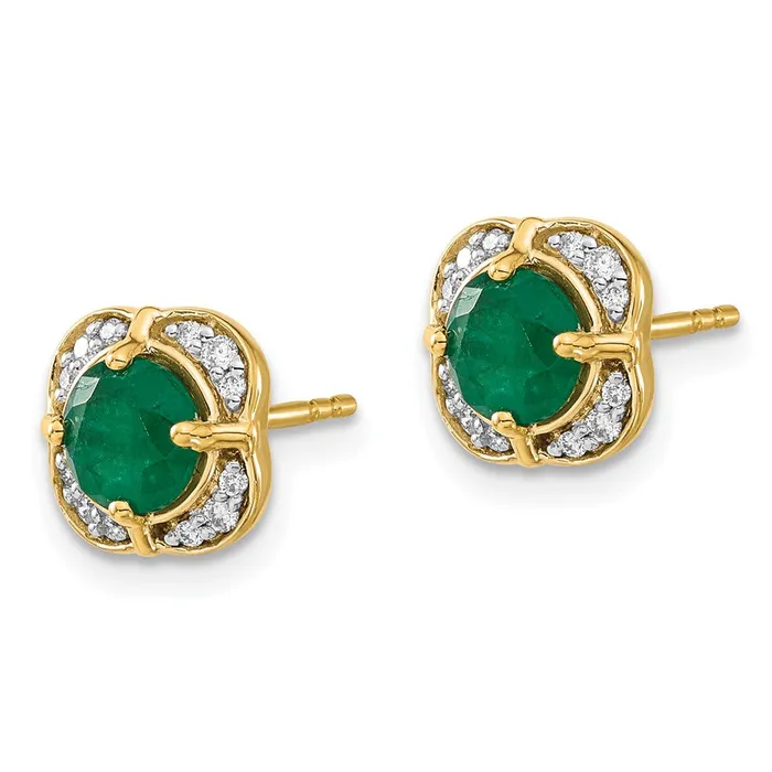 Earrings Goldia Solid 14k Yellow Gold Simulated CZ and Emerald Fancy Earrings