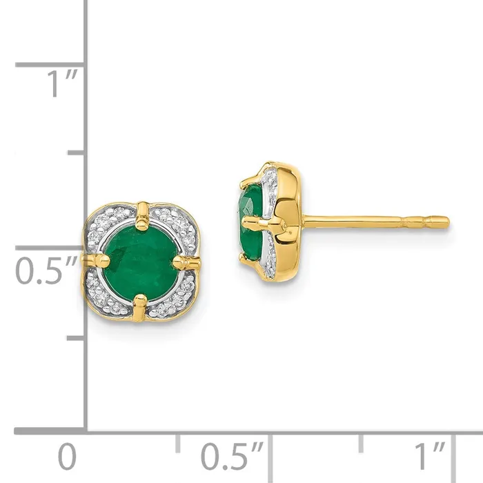 Earrings Goldia Solid 14k Yellow Gold Simulated CZ and Emerald Fancy Earrings