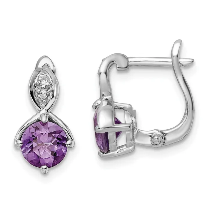 Earrings Goldia SS Rhodplated 148tw AmethystWhite Topaz Hinged Earrings