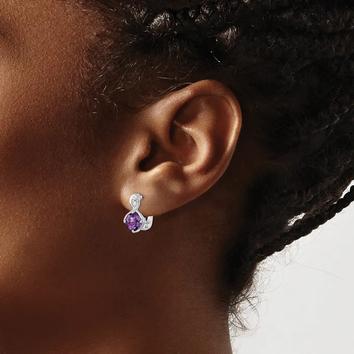 Earrings Goldia SS Rhodplated 148tw AmethystWhite Topaz Hinged Earrings