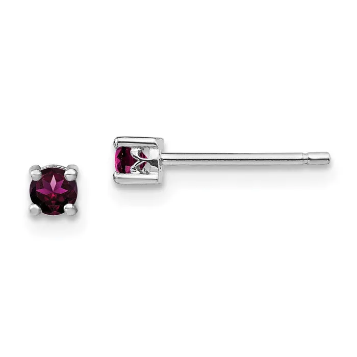 Earrings Goldia Sterling Silver 3mm Round Rhodolite Garnet Post Earrings