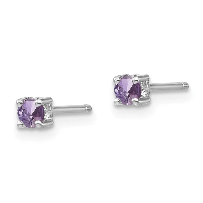 Earrings Goldia Sterling Silver 3mm Round Rhodolite Garnet Post Earrings