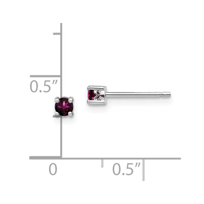 Earrings Goldia Sterling Silver 3mm Round Rhodolite Garnet Post Earrings