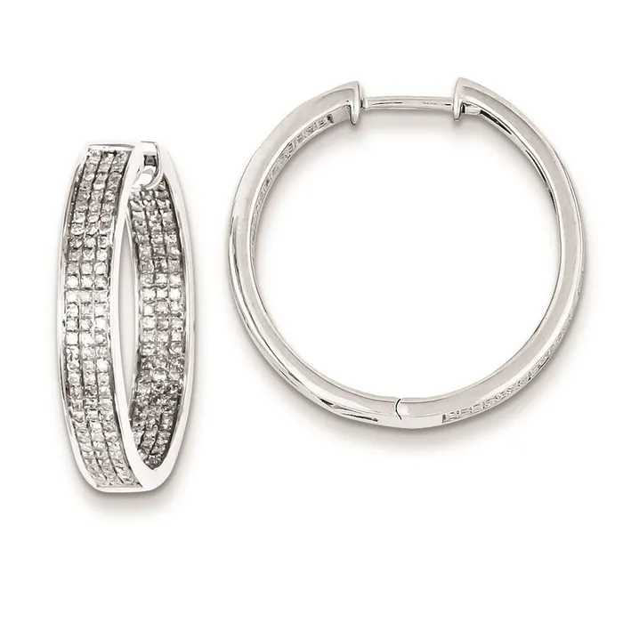 Earrings Goldia Sterling Silver Diamond Round Hinged Hoop Earrings