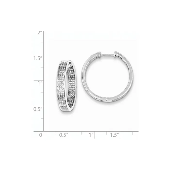 Earrings Goldia Sterling Silver Diamond Round Hinged Hoop Earrings