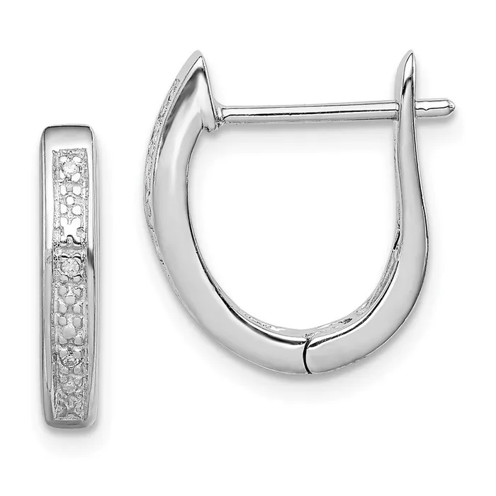 Earrings Goldia Sterling Silver Rhodium Diamond Hinged Hoop Earrings