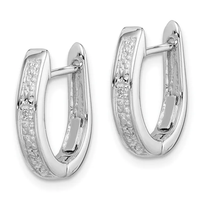 Earrings Goldia Sterling Silver Rhodium Diamond Hinged Hoop Earrings