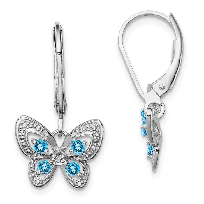 Earrings Goldia Sterling Silver Rhodiumplated Blue Topaz and Diamond Earrings Earrings Goldia Sterling Silver Rhodiumplated Blue Topaz and Diamond Earrings